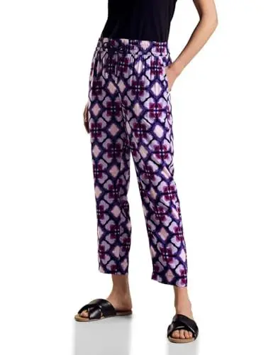 Produktbild: STREET ONE Damen A377877 Viskose Hose mit Print, Bellflower Lilac, 46W x 28L