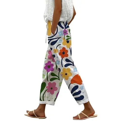 Produktbild: Viskose-Hose FüR Damen Lässige Kordelzughose für Damen im Frühling und Comfy Pants Women (Purple, XXL)