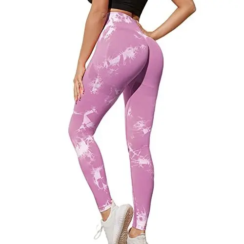 Produktbild: Viskose-Hose FüR Damen Tunika Bluse Damen Enge, pfirsichfarbene Hüftlifting-Tie-Dye-Yoga-Fitnesshose mit hoher Taille und nahtloser Tie-Dye für Damen Hosen FüR Damen Elegant Schwarze Hose (Purple, L)