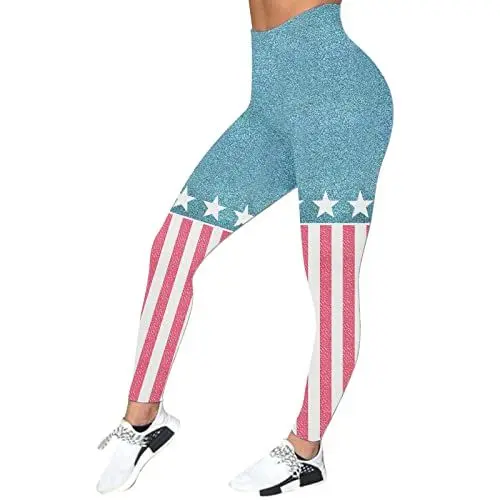 Produktbild: Viskose-Hose FüR Damen Tunika Bluse Damen Frauen Casual Fourth of July Independence Day Bedruckte Sportleggings Lange Hosen Hose Gerades Bein Damen Elegante Hose Damen (Mint Green, M)