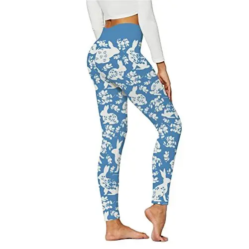 Produktbild: Viskose-Hose FüR Damen Tunika Bluse Damen Hosen Frauen Ostern Hase gedruckt Hosen Hosen Leggings hohe Taille Workout Laufsport Strumpfhosen Butt Yoga Hose High Waist Damen Leinen Schuhe (Blue, M)