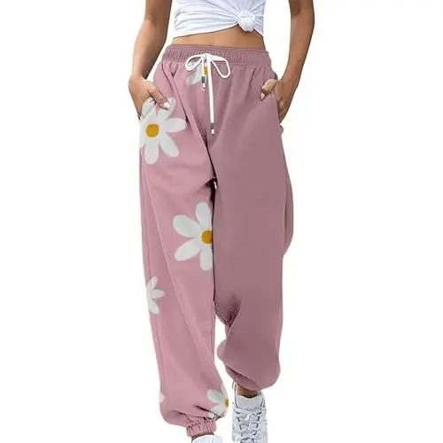 Produktbild: Viskose-Hose Für Damen Hosen für Damen Elastische Jogginghose Joggerhose mit Taschen Haremshose+Damen (Pink, S)