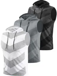 Produktbild: vislivin 3 Pack Workout Tank Top Herren Ärmelloses Muskelshirts Tanktops Hoodie Fitness Bodybuilding Unterhemden Schwarz/Dunkelgrau/Weiß XL