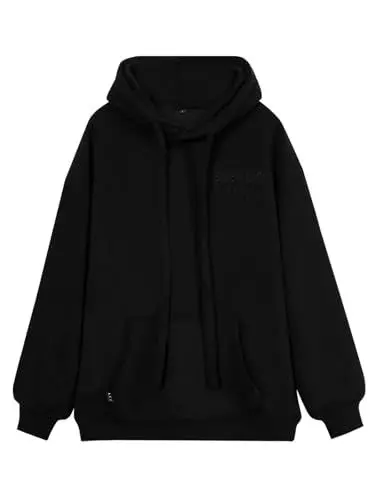 Produktbild: vislivin Basic Kapuzenpullover Damen Oversized Hoodie Casual Langarm Pullover Sweatshirt mit Kapuze Schwarz L