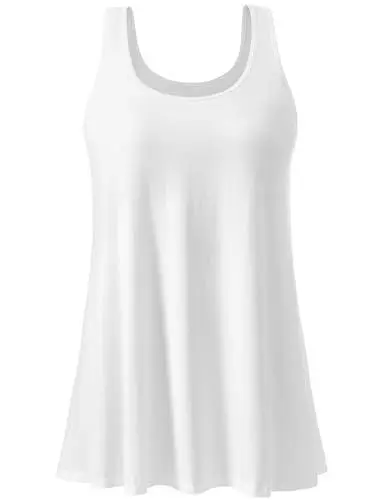 Produktbild: vislivin Damen Top mit Integriertem BH Tank Top Unterhemd Casual Tank Tops Loose Fit Ärmellose Shirt S-XXXXL White M