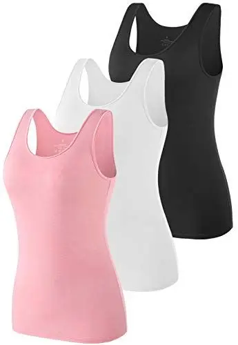 Produktbild: vislivin Elastische Tank Tops für Damen Unterhemden 3er Pack Schwarz/Weiß/Rosa M