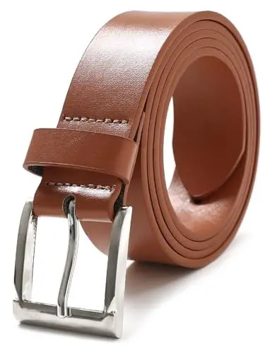 Produktbild: vislivin Gürtel Herren Leder Gürtel Verstellbarer Ledergürtel Men Belt Herrengürtel 3.5cm Breit Braun XXL