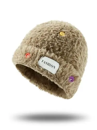 Produktbild: vislivin Mütze Winter Damen Weiche Grobstrick Strickmütze Beanie Warme Mützen Fleece Outdoor Wintermütze Hüte Khaki