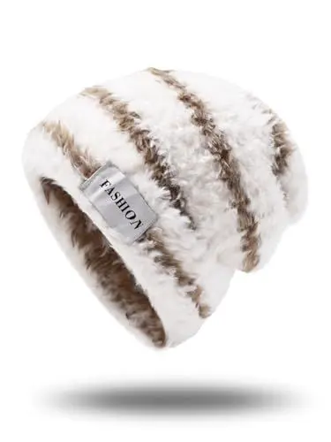 Produktbild: vislivin Mütze Winter Damen Weiche Grobstrick Strickmütze Beanie Warme Mützen Fleece Outdoor Wintermütze Hüte White-Khaki ST
