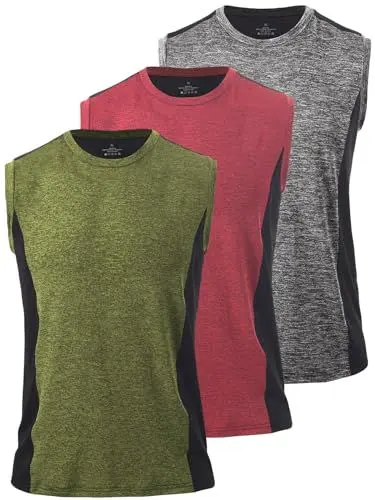 Produktbild: vislivin Tank Top Herren Sport Tanktop Fitness Ärmelloses Tops Shirt Männer Gym Unterhemden Muskelshirts Dunkelgrau/Rot/Grün M