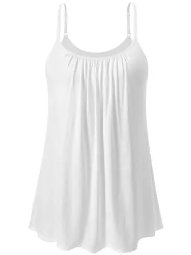 Produktbild: vislivin Top mit Integriertem BH Damen Unterhemd Spaghettiträger Tops Loose Tank Ärmellose Bluse Trägertops S-XXXXL White S