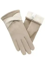 Produktbild: vislivin Winter Warm Handschuhe Damen Touchscreen Handschuhe Wildleder Winterhandschuhe mit Gefütterten Gloves Beige M
