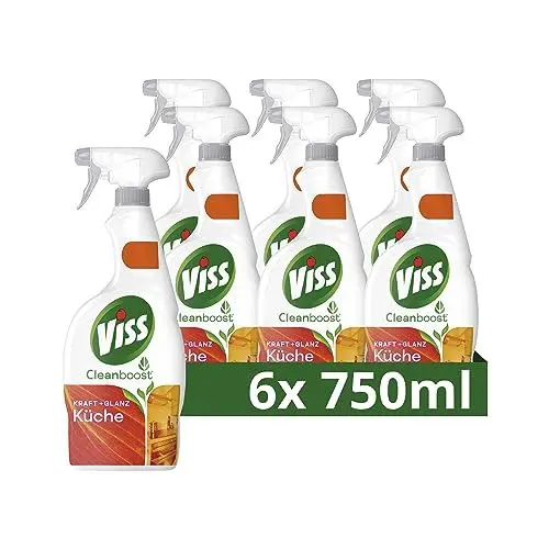 Produktbild: Viss Cleanboost Reiniger Spray Küche Ultra-Fettlöser Reinigungsmittel wirkt 100% kraftvoll gegen Fett und Schmutz 6x 750 ml