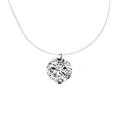 Produktbild: Vissen Damen Kristall Halskette 6mm Zirkonia 40cm Nylonfaden Halskette AnhäNger Geschenk