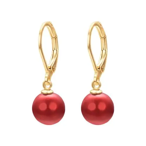 Produktbild: Vissen rot perlen hängende ohrringe damen vergoldet Creolen gold hypoallergene hochzeit modeschmuck