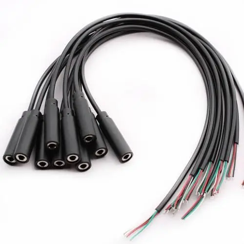 Produktbild: VISSQH 10Pcs 3,5mm Buchse zum blanken Draht mit offenem Ende TRRS 4-polige Stereo-1/8-Zoll-zum löten 3.5mm mini stereo klinkenstecker Cable for Repairing Audio Kopfhörer Cables(30cm)
