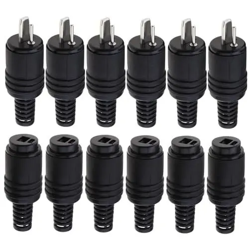 Produktbild: VISSQH 12 Stück(6 Paar) männlich/weiblich DIN-Lautsprecherstecker/Buchsen,2Pin DIN Lautsprecherkabelanschluss mit Schraubklemmen, kein Löten(Schwarz)