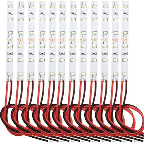 Produktbild: VISSQH 12pcs House Lighting 10cm 6-LED White with Cable 15cm 12-18 V Modellbau Beleuchtung,Modelleisenbahn Beleuchtung,Model Making LED Lighting（self-Adhesive）