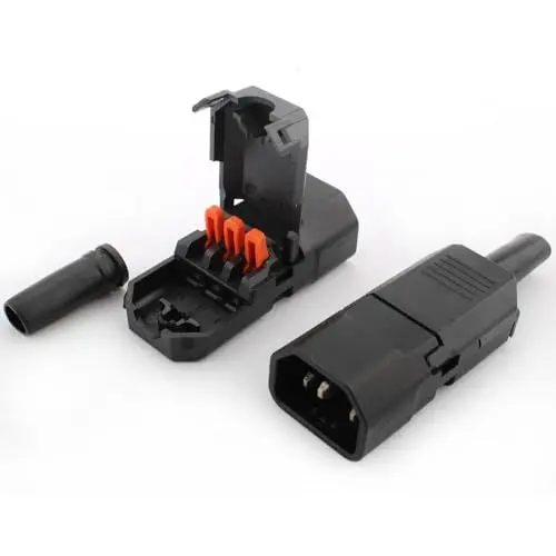 Produktbild: VISSQH 2 Stück IEC 320 C14 Männlich Stecker C14 3-polig Stromanschluss Adapter 250V 10A AC(Pressentyp/Schwarz)
