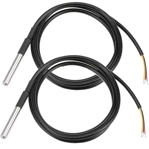 Produktbild: VISSQH 2 Stück digitaler Temperatursensor,Edelstahl Temperatursensor Wasserdichte Sonde Temperatur Sensor Kabel für Temperaturüberwachung