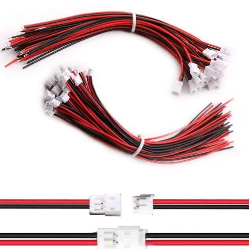 Produktbild: VISSQH 30 Paar JST Steckverbinder,JST 1.5 ZH 2 Pin Männlich und Weiblich steckverbinder,mit 150mm 28AWG Kabel,Mini Micro JST Buchse und Stecker (Rot Schwarz)