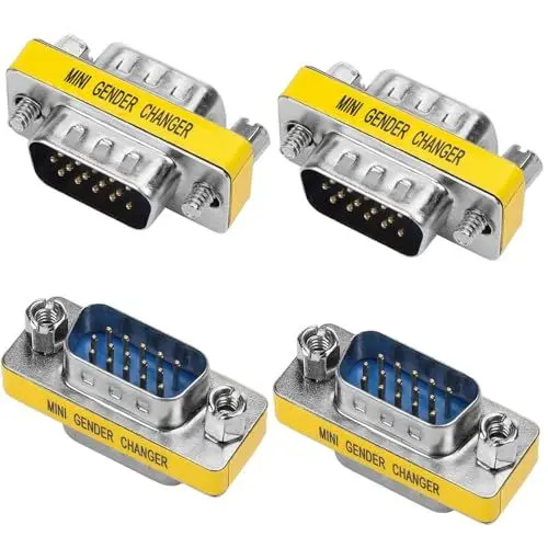 Produktbild: VISSQH 4 Stücke HDB15 Stecker auf Stecker Koppler Adapter,15 Pin 3-reihig VGA SVGA Koppler HDB15 Gender Changer Stecker für VGA Kabel Datenübertragung und Geräteanschluss