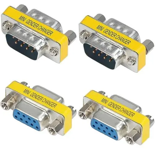 Produktbild: VISSQH 4 x DB9 Stecker und Buchse Koppler Adapter,RS232 Stecker,DB9 9 Pin 2-reihig Gender Changer Seriell Adapter,für Datenübertragung und Geräteanschluss