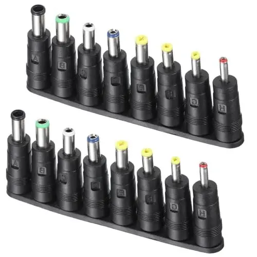 Produktbild: VISSQH 5.5x2.1mm Netzteil Adapter,8 in 1Universal DC Netzteil Adapter,DC Hohlstecker,für Router,Notebook etc(2 set/schwarz)
