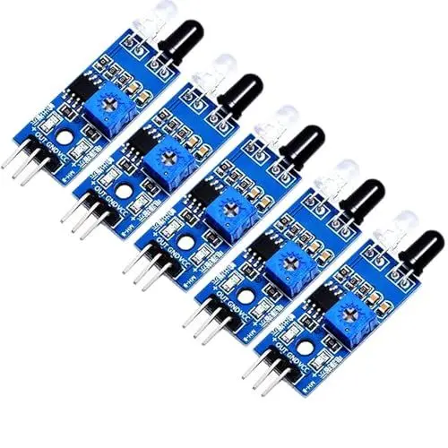 Produktbild: VISSQH 5 Stück IR Infrarot Barrieremodul, 3-poliges 3-5V IR Infrarot Hindernis Vermeidung Sensor Modul einstellbares 3 Draht Reflektierendes Fotoelektrisches Sensormodul
