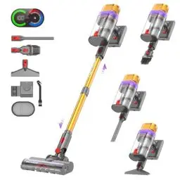 Produktbild: Vistefly V15 Ultra Akku Staubsauger, 48000Pa 600W 70Mins Staubsauger Kabellos mit Doppeldisplay, Akkustaubsauger Doppelter Staubbehälter Design Akkusauger für Hartböden Teppich Tierhaare