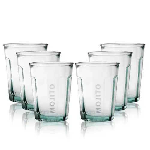 Produktbild: Viste-lo Mojito Cocktail Gläser. 6x aperitif gläser für Cocktails, Sangria oder kalte Getränke. Mojito Design. Recyceltes Glas. 500ml. Langer Glasbecher. bacardi gläser becher kinder gläser