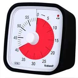Produktbild: Visueller Timer, Yunbaoit Verbesserter 60 Minuten Countdown Timer für Kinder Erwachsene mit Alarm bei Niedrigem Batteriestand, Leises Zeit Management Werkzeug mit optionaler Alarm (Schwarz)