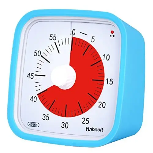 Produktbild: Visueller Timer, Yunbaoit Verbesserter 60 Minuten Countdown Timer für Kinder Erwachsene mit Alarm bei Niedrigem Batteriestand, Leises Zeit Management Werkzeug mit optionaler Alarm (Blau)