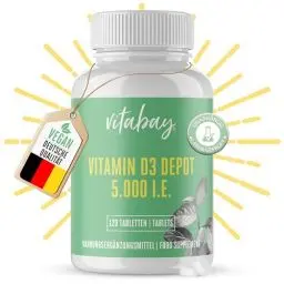 Produktbild: Vitabay - Vitamin D3 Depot 5000 I.E. - 120 Vegane Tabletten - Vitamin D Hochdosiert 5000 Vitamin D 5000 Vitamin D3 Kapseln Vitamin D Tabletten - Vit D Vitamin D Kapseln Vit D3 Vitamin D3 5000