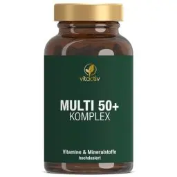 Produktbild: VITACTIV Mutli 50 plus - Multivitamin Komplex Menschen ab 50 - Vitamine, Mineralien, Spurenelemente - Vitamin B, C, E, K, D, Magnesium, Kalzium, Zink - Hochdosiert, Hormonfrei, ohne Jod - 60 Kapseln