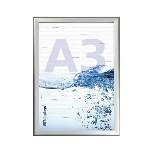 Produktbild: VITAdisplays 5 Stk. DIN A3 Klapprahmen, Wechselrahmen mit Anti-reflex PET-Schutzfolie, 25mm Aluminium Profil auf Gehrung geschnitten, Plakatrahmen