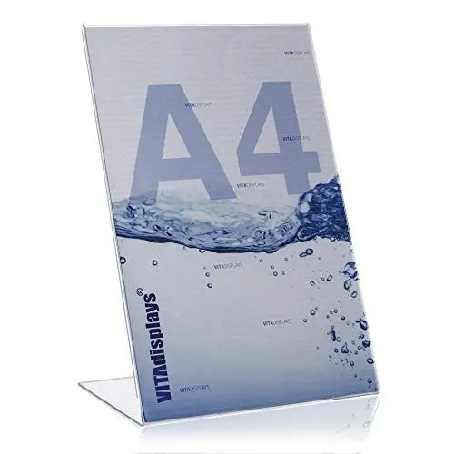 Produktbild: VITAdisplays® DIN A4 L-Aufsteller/L-Ständer, Tischaufsteller, transparent aus original PLEXIGLAS® (PMMA/Acrylglas)