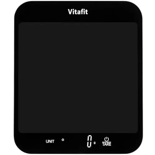 Produktbild: Vitafit 15kg Digitale Küchenwaage, Multifunktions-Lebensmittelwaage, Digitalwaage Briefwaage mit LED-Display, Gehärtetes Glas Gewicht Gramm 1 g Richtigkeit,Schwarz