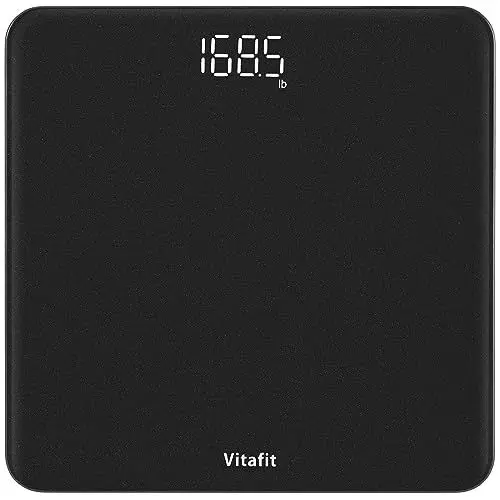 Produktbild: Vitafit Personenwaage Digital, Hohe Genauigkeit Zugesichert bis Waage Professionell SEIT 2001, Digitale körperwaage mit Klare LED-Anzeige und Step-On,182kg, Silberschwarz Sprühen