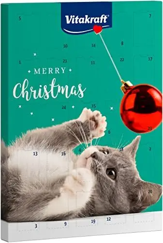 Produktbild: Vitakraft Adventskalender für Katzen, für Weihnachten 2025, liebevoll zusammengestellte Auswahl leckerer Snacks, für die Vorweihnachtszeit, Katzenleckerlis, für alle Altersstufen (1x 363g)