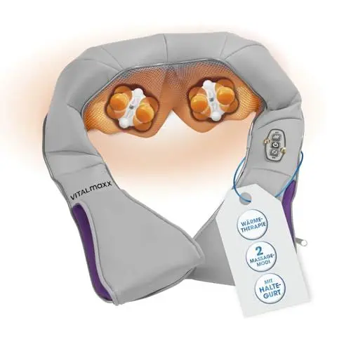 Produktbild: VITALmaxx Shiatsu Nackenmassagegerät | Massagegerät mit Wärme für Schulter, Nacken, Rücken und Beine | 3 in 1 Knetmassage, Vibtrationsmassage und Wärmetherapie | 4 Rotierende Massagebälle (Flieder)