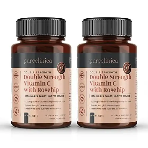 Produktbild: VITAMIN C mit HAGEBUTTE - 2000 mg (1000 mg Vit C & 1000 mg Hagebutten-Extrakt) 360 TABLETTEN - 12 MONATE VORRAT! Artikelnummer: ROSEC3x2