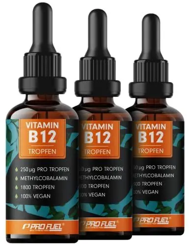 Produktbild: Vitamin B12 Tropfen - 3x1800 Tropfen (3x50ml) - bioaktives Methylcobalamin B12 - optimal hochdosiert mit 500mcg B12 - ohne Konservierungsstoffe oder Alkohol - 100% vegan - laborgeprüft mit Zertifikat