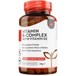 Produktbild: Vitamin B-Komplex - JAHRESVORRAT - Alle 8 B-Vitamine in 1 Tablette - Vitamin B1, B2, B3, B5, B6, B12, Biotin, Folsäure & Vitamin D3 - Premium: Mit aktiven Vitamin B-Formen - Hochdosiert