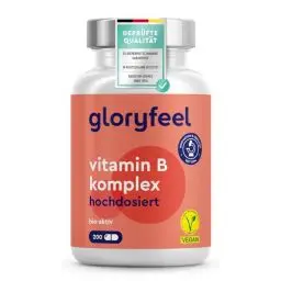 Produktbild: Vitamin B Komplex - 200 Kapseln (7 Monate) - 10-fach hochdosiert - Mit 500µg B12 + höchst bioaktiv - Alle 8 B-Vitamine (B1, B2, B3, B5, B6, B7, B9, B12) - Vegan & laborgeprüft