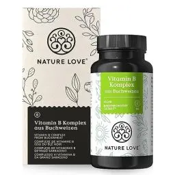 Produktbild: Vitamin B Komplex aus Buchweizen - 60 Kapseln - Natürliche B-Vitamine - Hochdosiert: 120% des täglichen Bedarfs an Vitamin B1, B2, B3, B5, B6, B7 (Biotin), B9 (Folsäure) und B12 - vegan, laborgeprüft