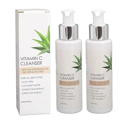 Produktbild: Vitamin C-Gesichtsreiniger, 2 Stück 100 Ml Vitamin C-Gesichtsreiniger Tiefenreinigendes, Aufhellendes Gesichtswaschmittel Zur Reduzierung Feiner Linien