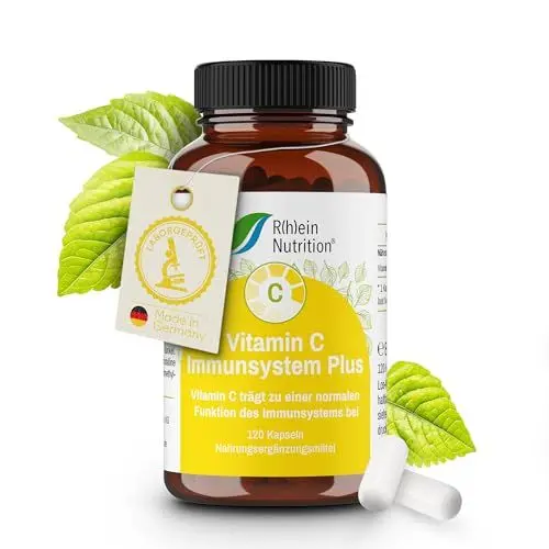 Produktbild: Vitamin C 500mg - Hochdosiert - 120 Kapseln 4 Monate Vorrat - Immunsystem stärken - Vegan Ohne Zusätze in Deutschland hergestellt - Rhein Nutrition