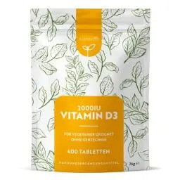 Produktbild: Vitamin D3 2000 I.E - 400 Tabletten (1+ Jahr) - Vegetarisch - Hochdosiert Sonnenvitamin für Immunsystem, Knochen, Zähne & Muskeln - Vitamin D Hochdosiert - Laborgeprüft Cholecalciferol - Nutravita