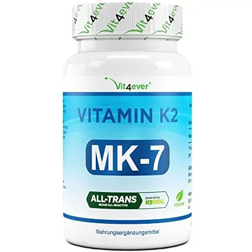 Produktbild: Vitamin K2-365 Tabletten - Premium Rohstoff: Echtes K2 mit 99,7+% All Trans MK7 (K2VITAL® von Kappa) - Hochdosiert - Laborgeprüft - Vegan
